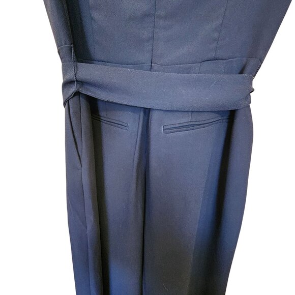 Ann Taylor Loft Split Neck Sleeveless Tie Waist Jumpsuit Womens Size Small - Picture 8 of 9